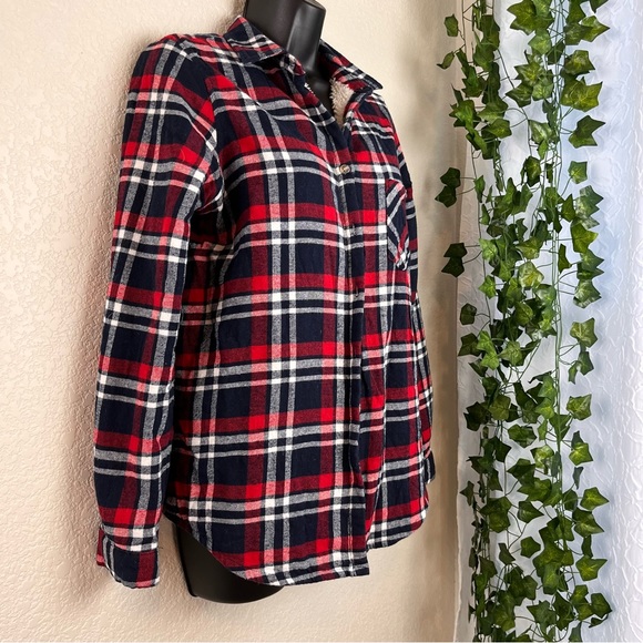 Red Plaid Fleece Lined Flannel - Picture 2 of 7